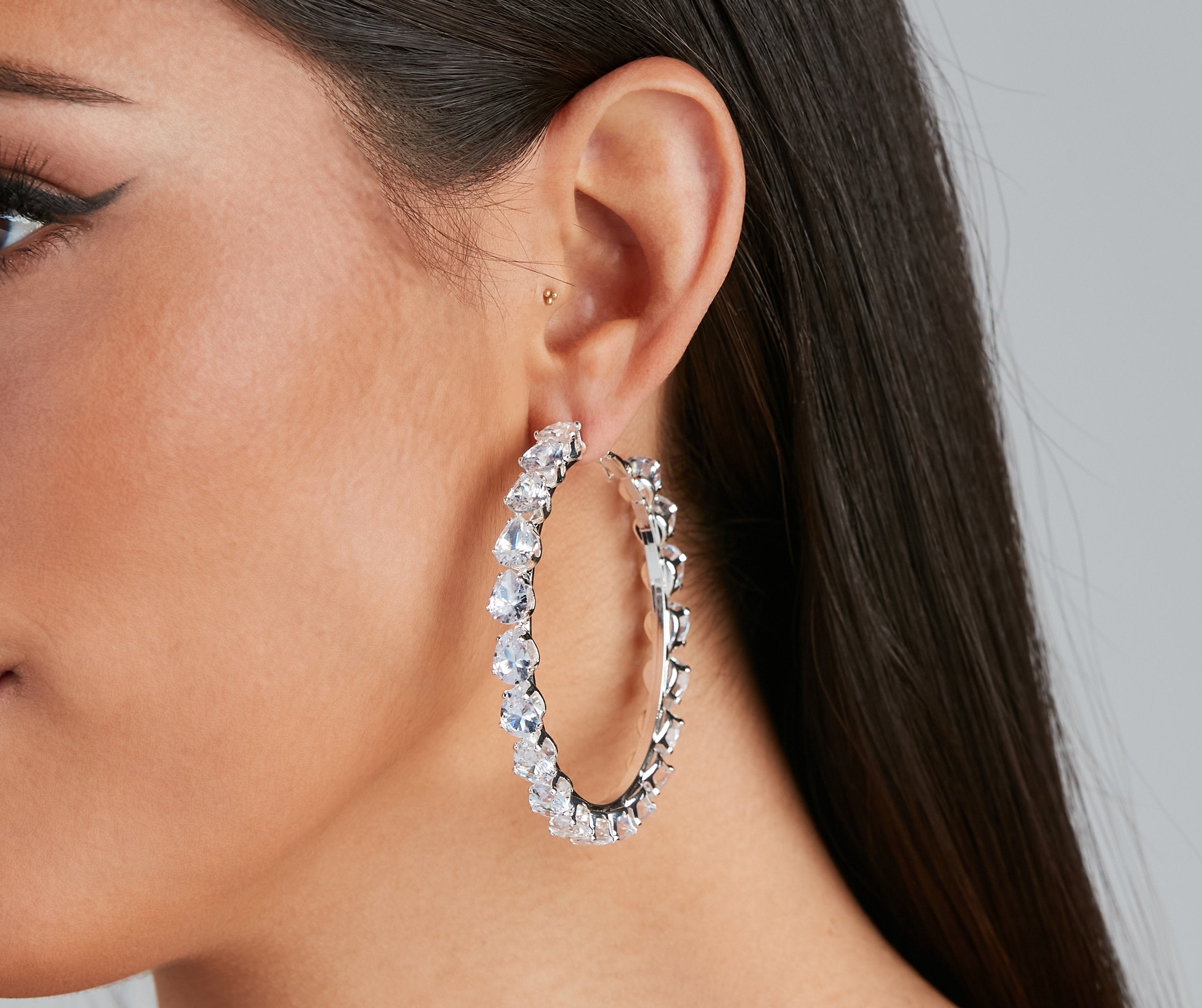 Glamorous Chic Cubic Zirconia Hoop Earrings - Lady Occasions