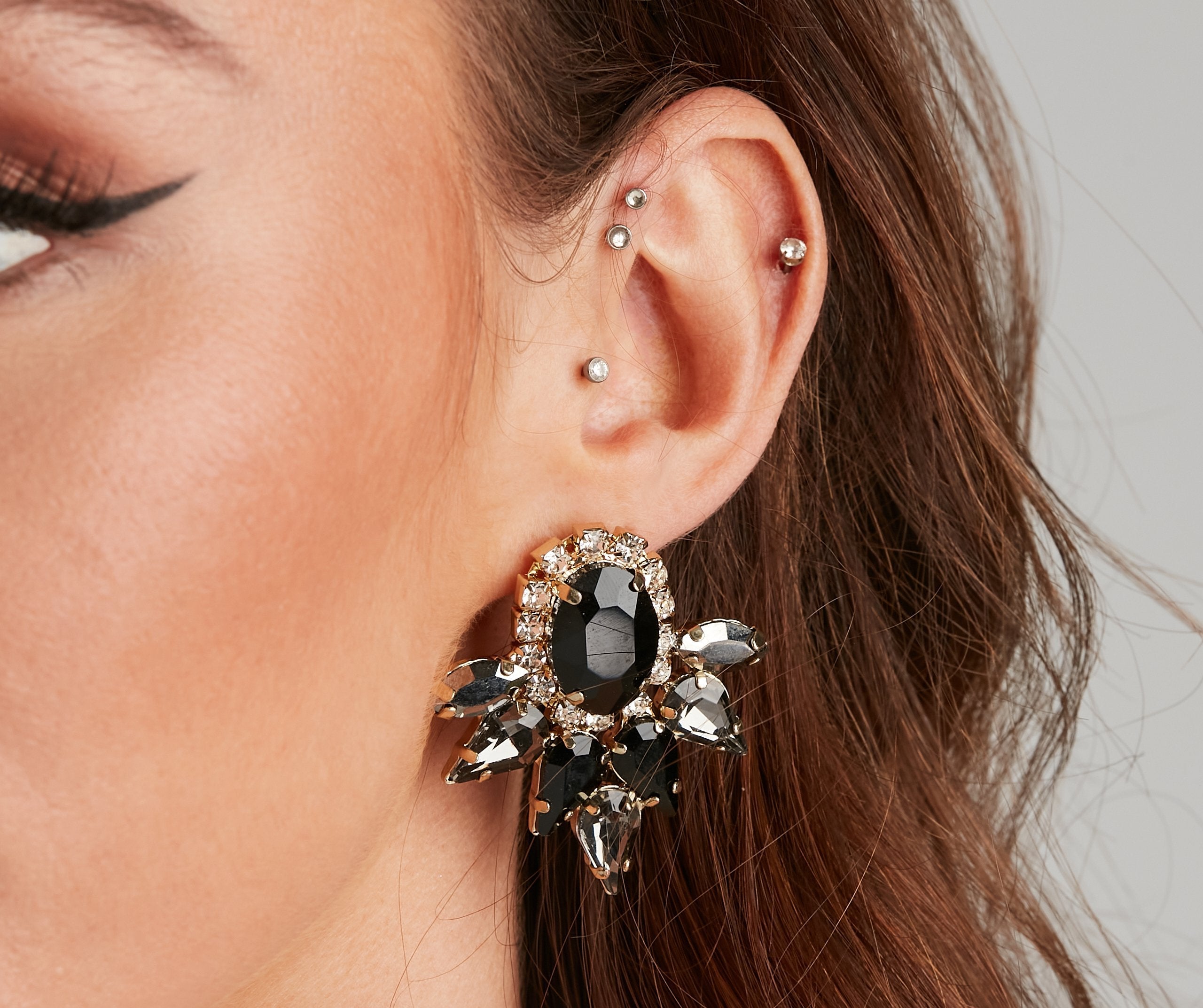 Edgy Vintage Spike Rhinestone Earrings - Lady Occasions