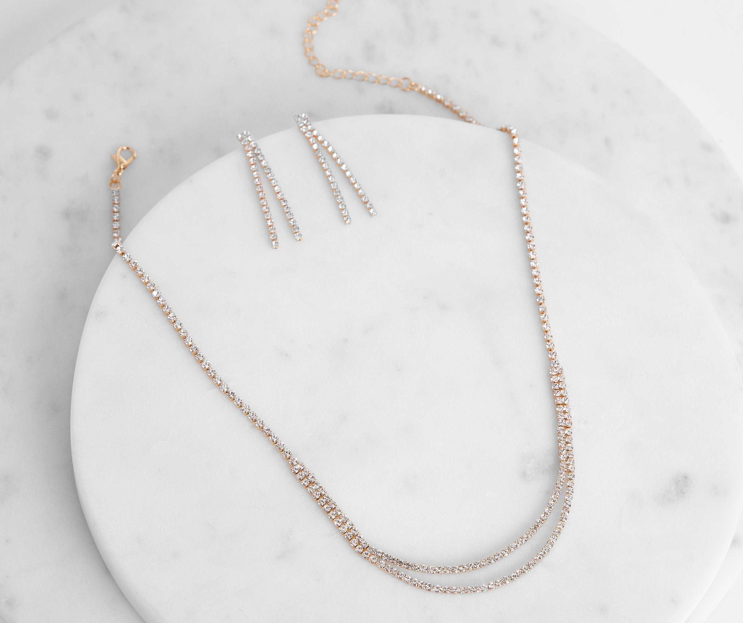 Simply Elegant Rhinestone Necklace Set