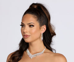 Marquise Rhinestone Necklace Set - Lady Occasions