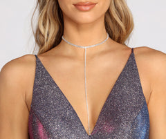 In Touch Dainty Rhinestone Lariat Choker - Lady Occasions