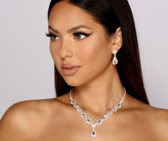 Radiant Beauty Rhinestone Necklace And Earring Set - Lady Occasions