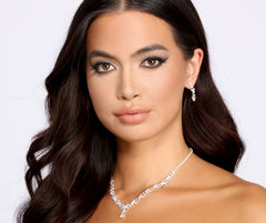 Rhinestone Romance Necklace And Earrings Set - Lady Occasions