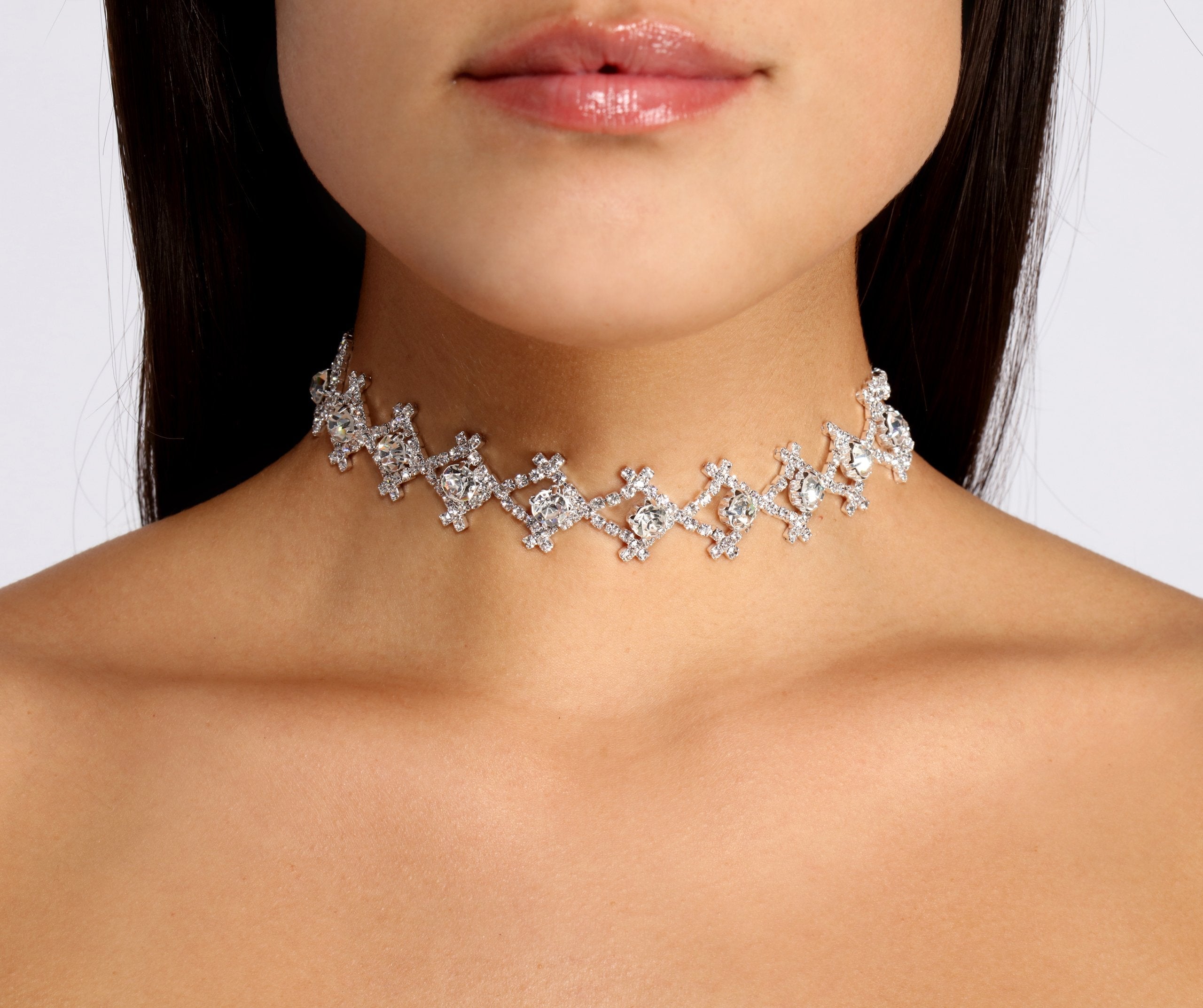 Rise And Shine Rhinestone And Gemstone Choker - Lady Occasions