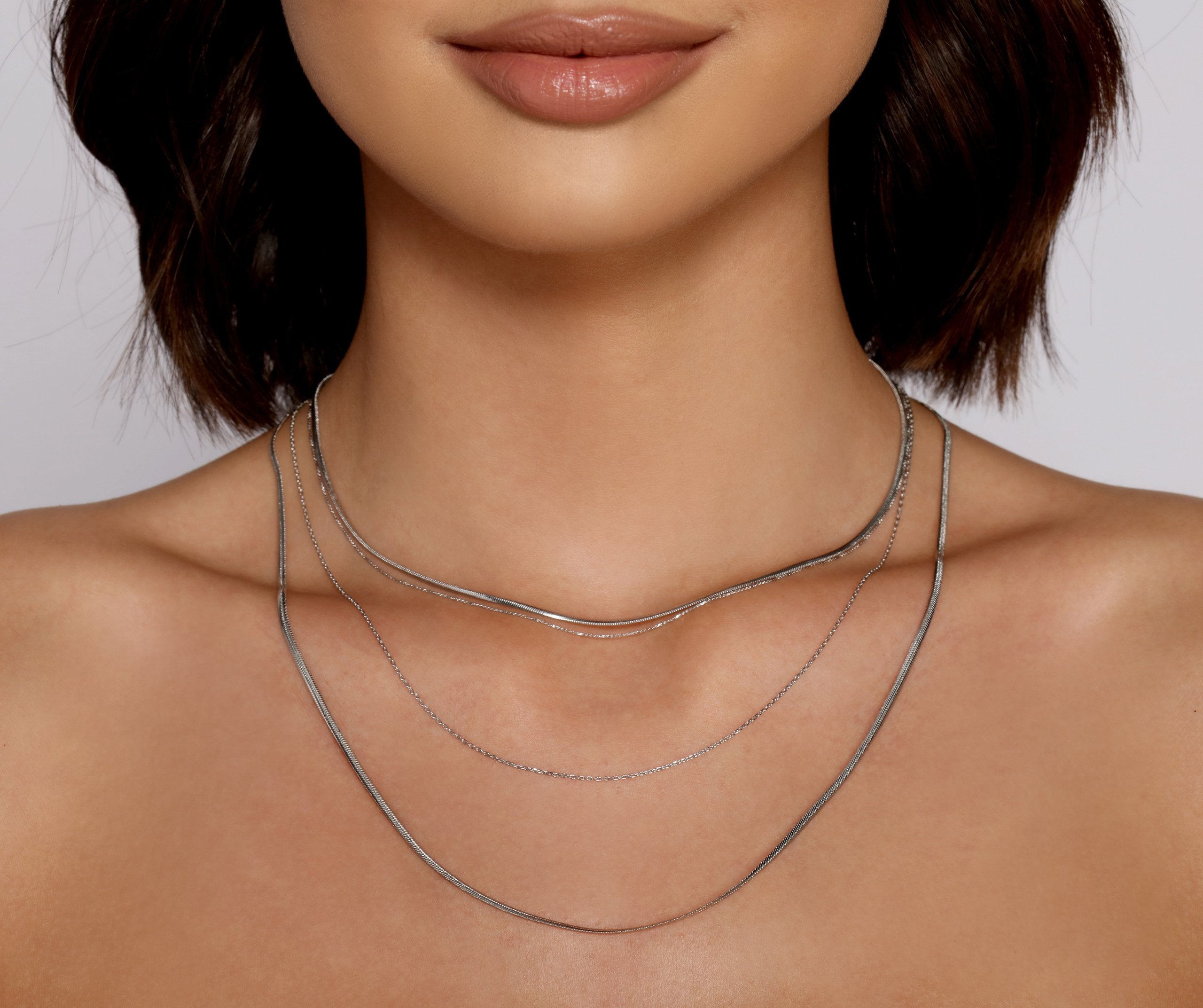 Four Row Dainty Chain Necklace - Lady Occasions