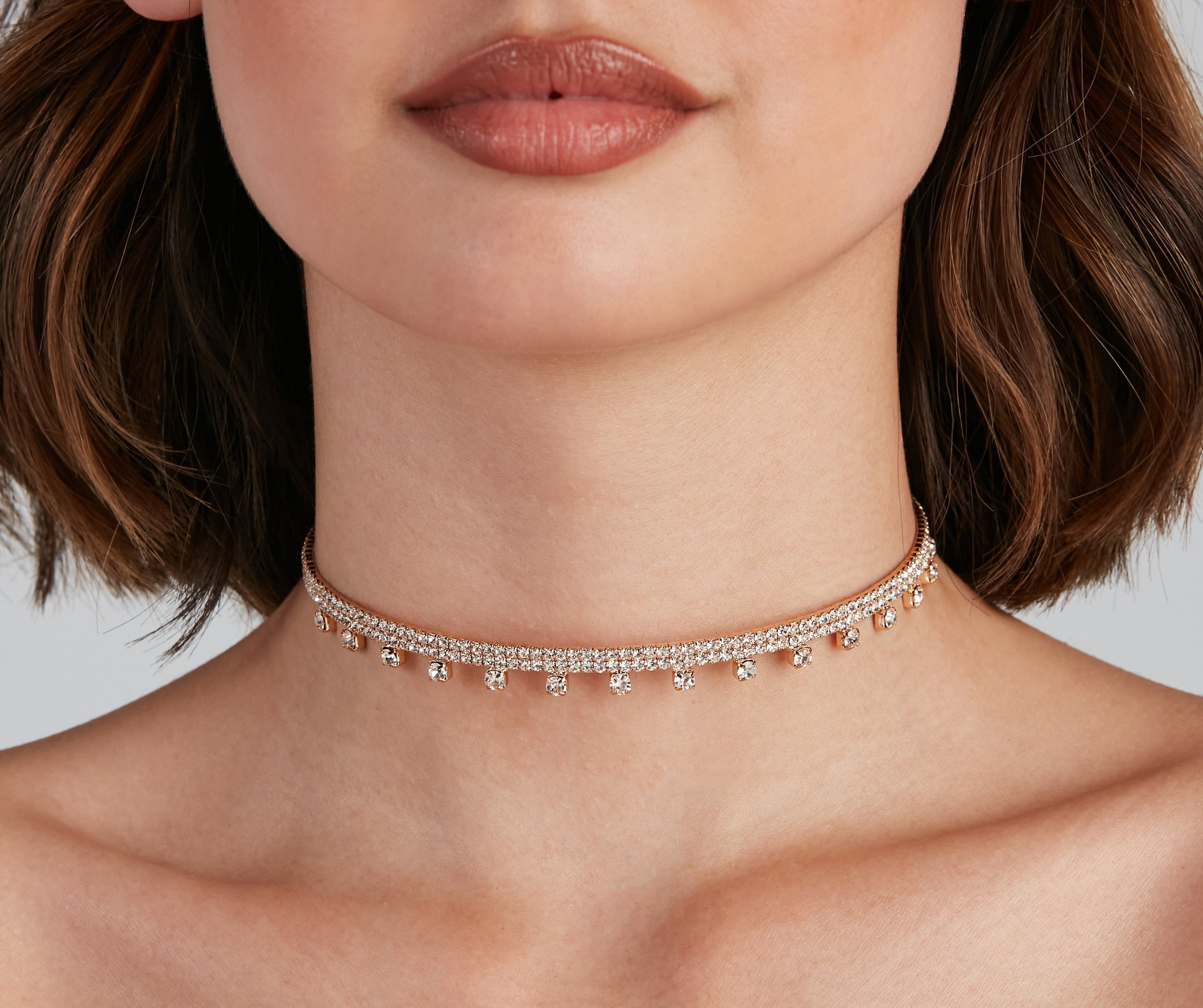 Enchanting Cubic Zirconia Memory Wire Choker - Lady Occasions