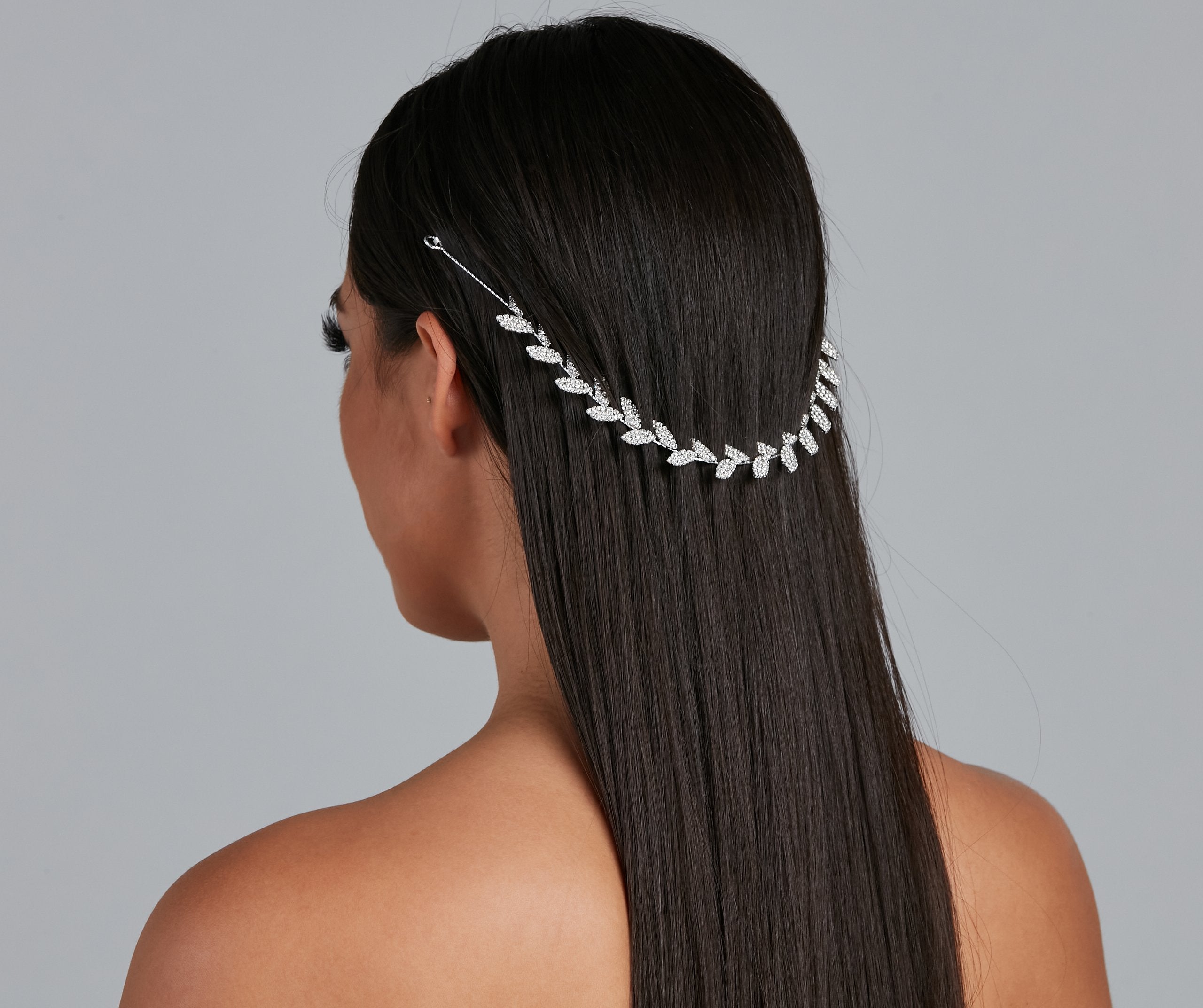 Grecian Chic Leaf Rhinestone Hair Drape - Lady Occasions