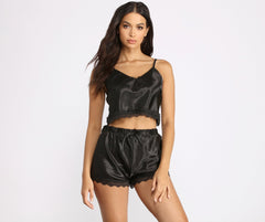 Satin Stunner PJ Crop Top and Shorts - Lady Occasions