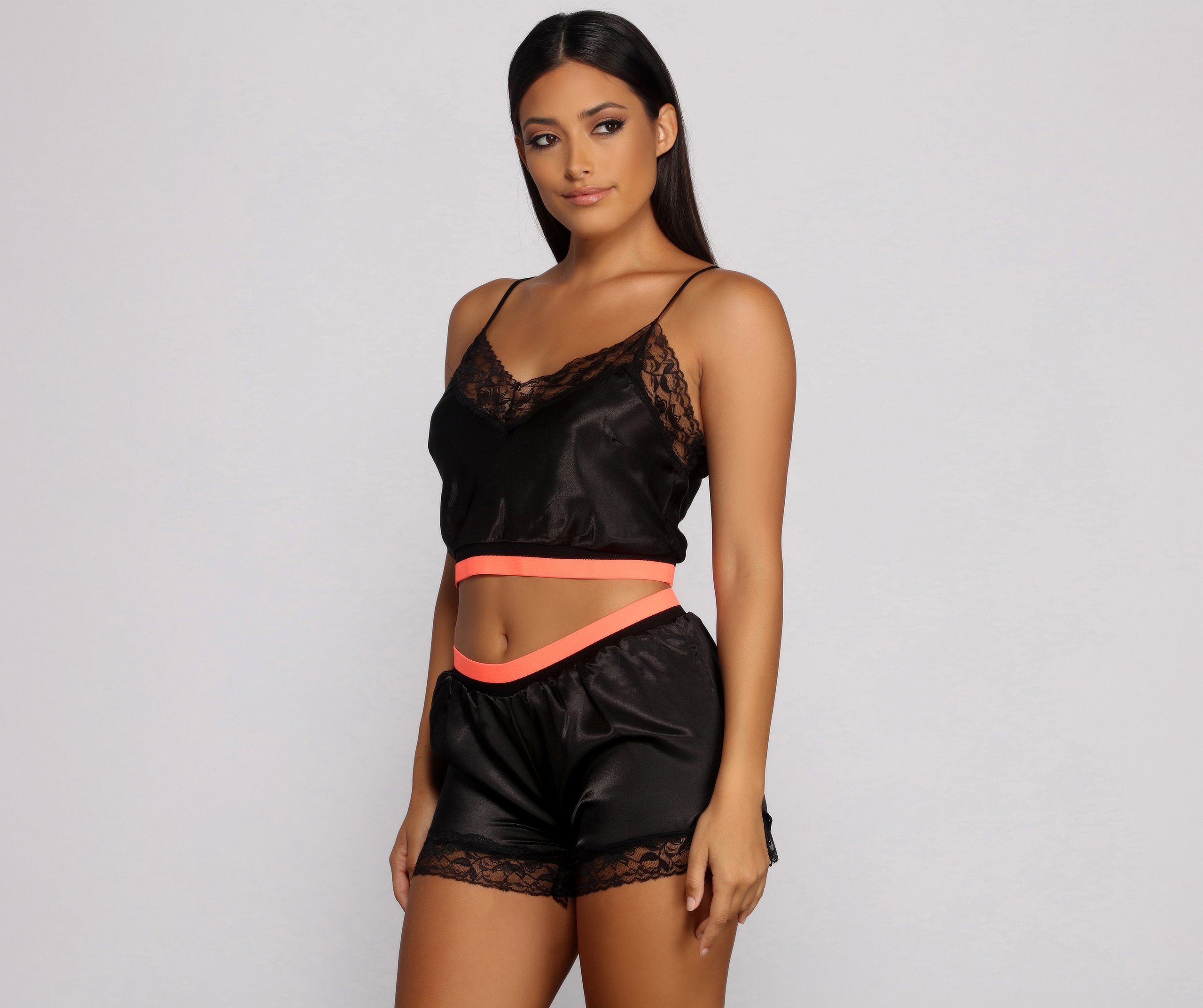 Feelin' Cute Pajama Satin Cami and Shorts - Lady Occasions