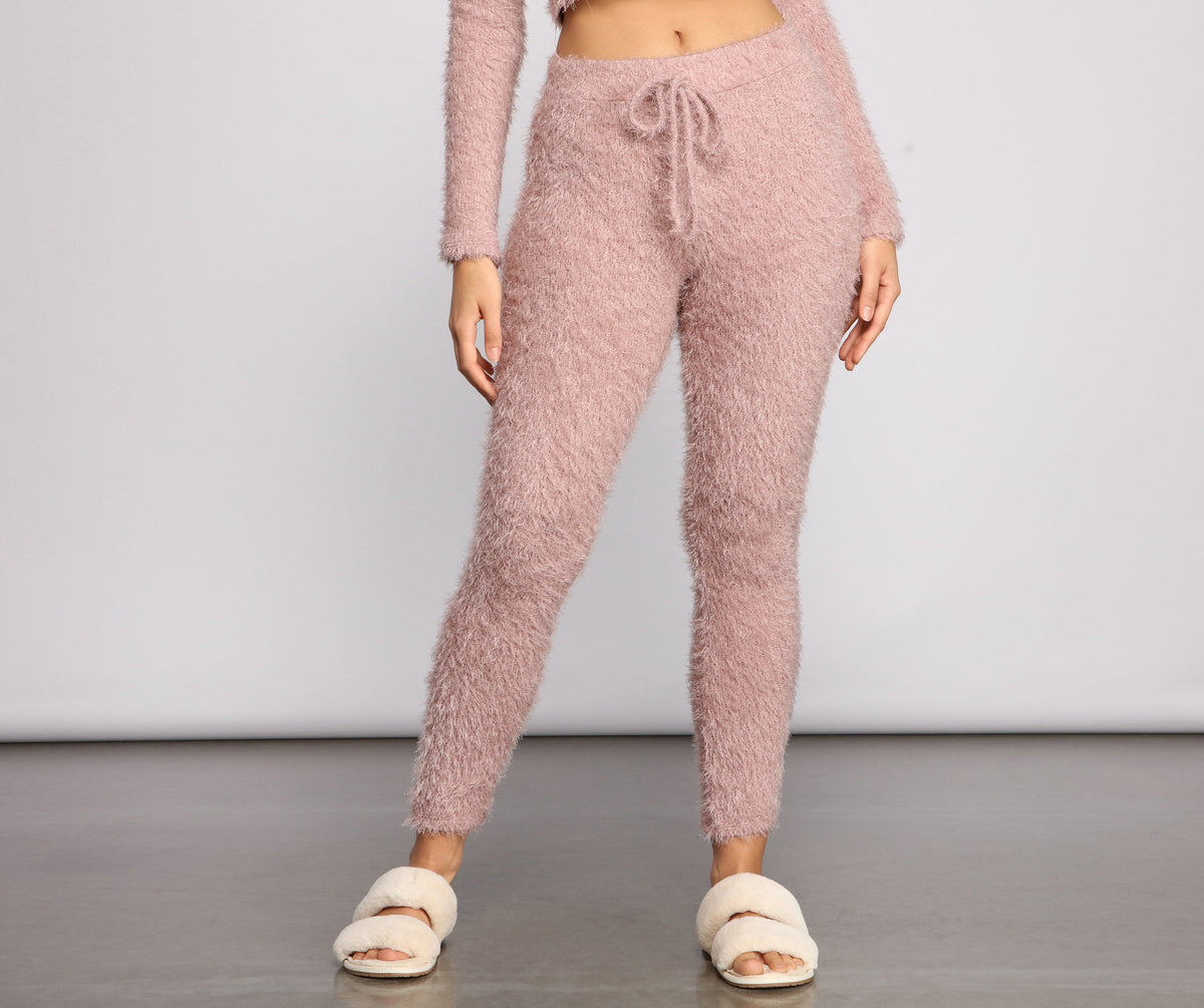 Mid Rise Eyelash Knit Pajama Leggings - Lady Occasions