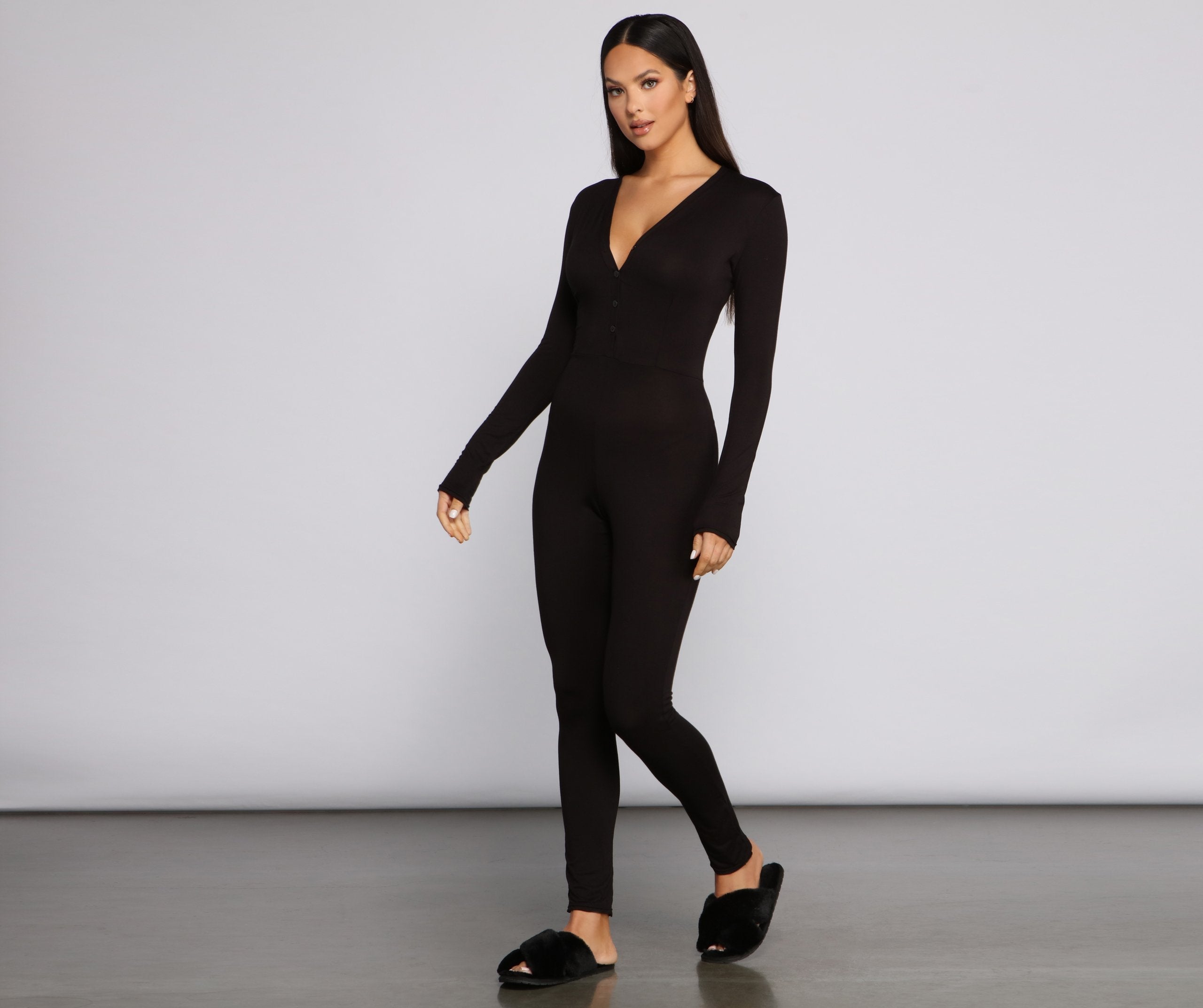 Sweet Dreams V-Neck Knit Onesie - Lady Occasions