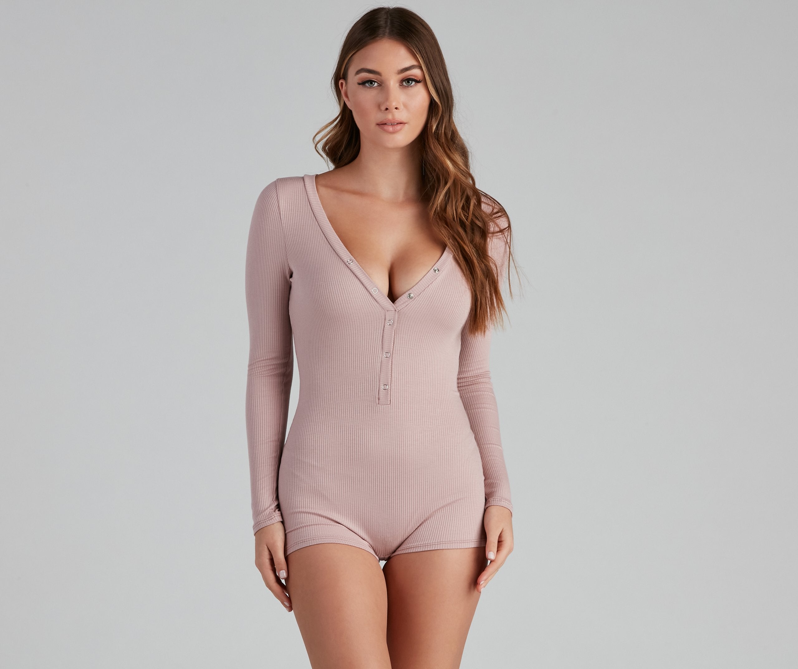 Cozy In Bed Henley Pajama Romper - Lady Occasions