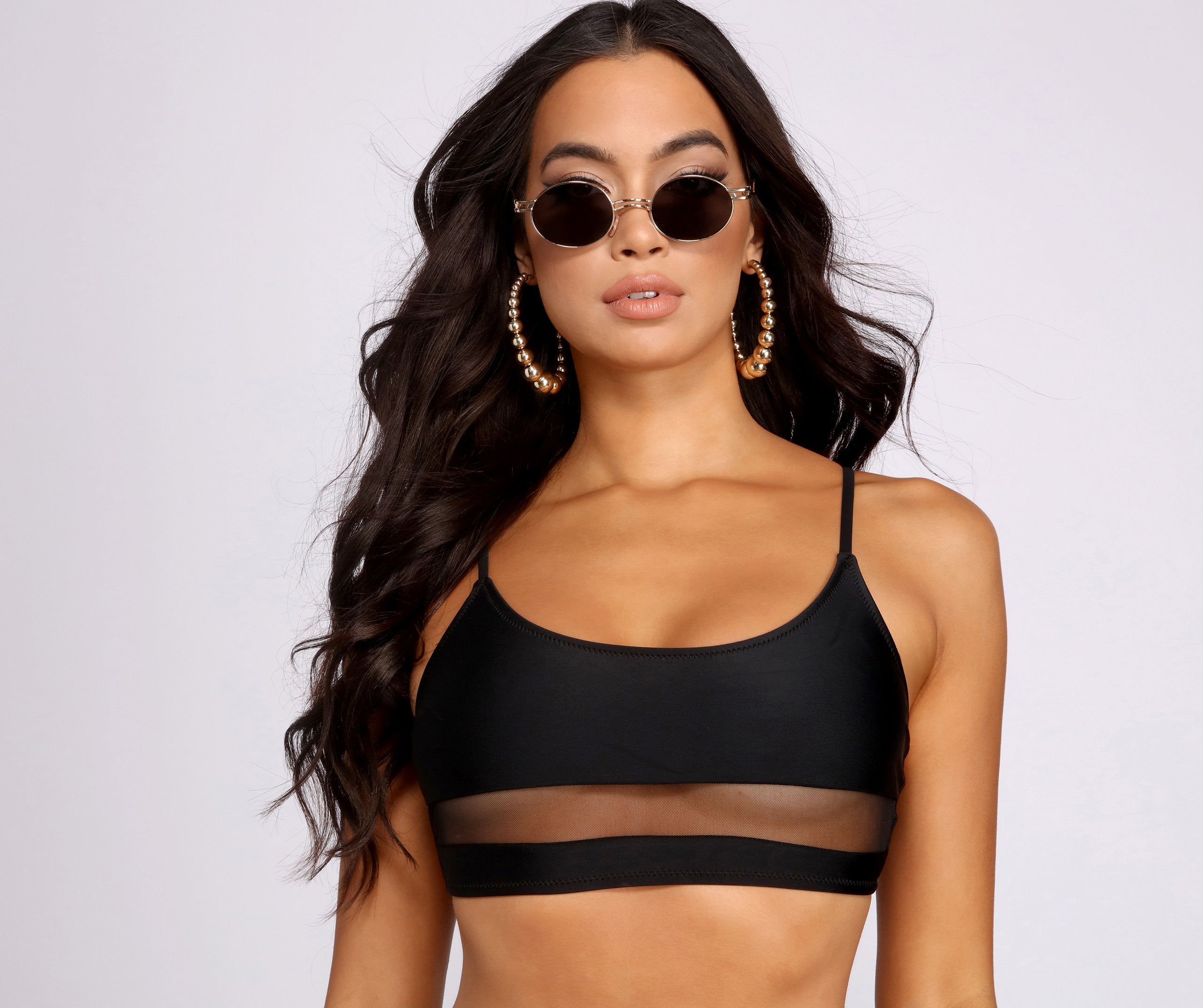 All Summer Long Black Mesh Swim Top - Lady Occasions