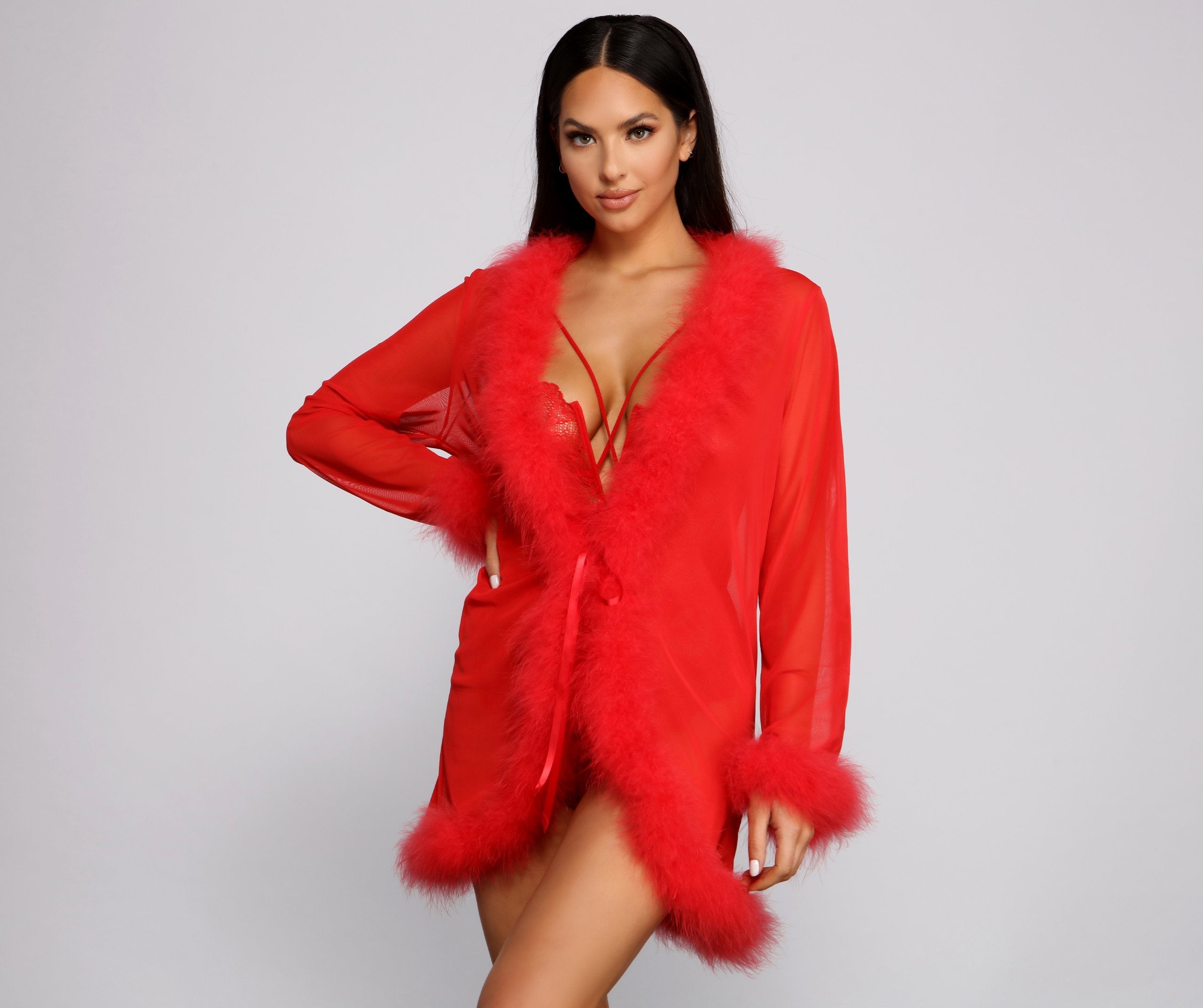 Forever Love Marabou Trim Robe - Lady Occasions