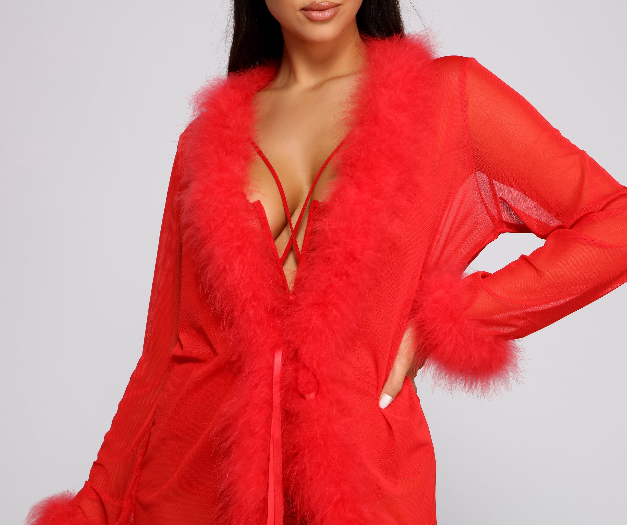 Forever Love Marabou Trim Robe - Lady Occasions