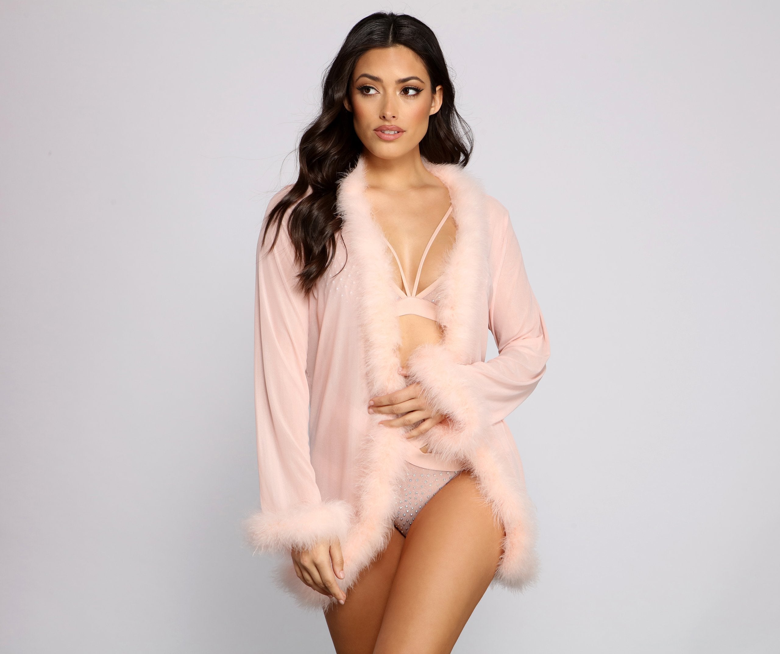 Forever Love Marabou Trim Robe - Lady Occasions