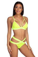 Electric Strappy Mesh Bralette And Panty Set - Lady Occasions