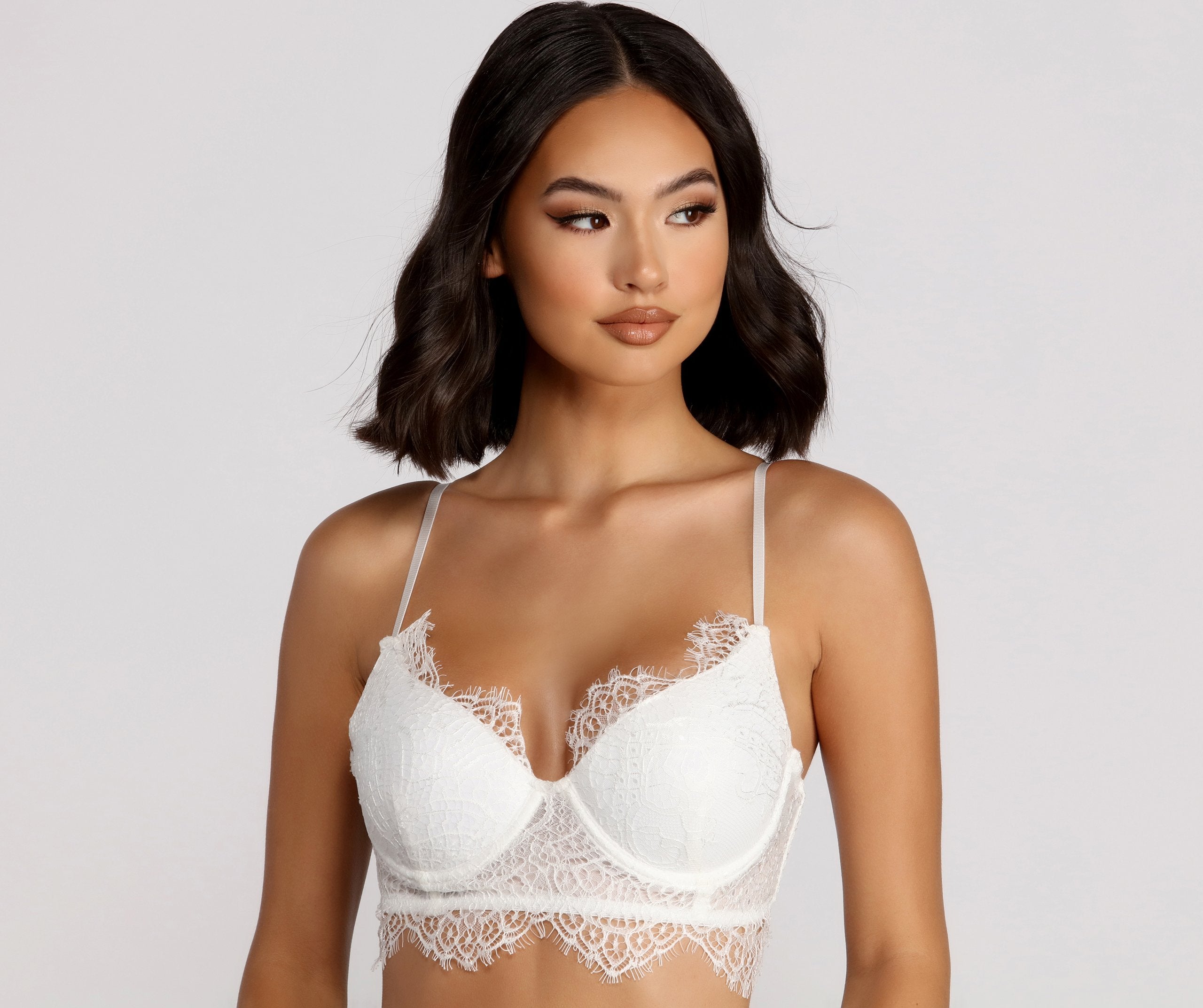 Longline Scalloped Lace Bralette - Lady Occasions