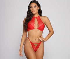 Raise The Heat Lace Halter Bra and Panty Set - Lady Occasions
