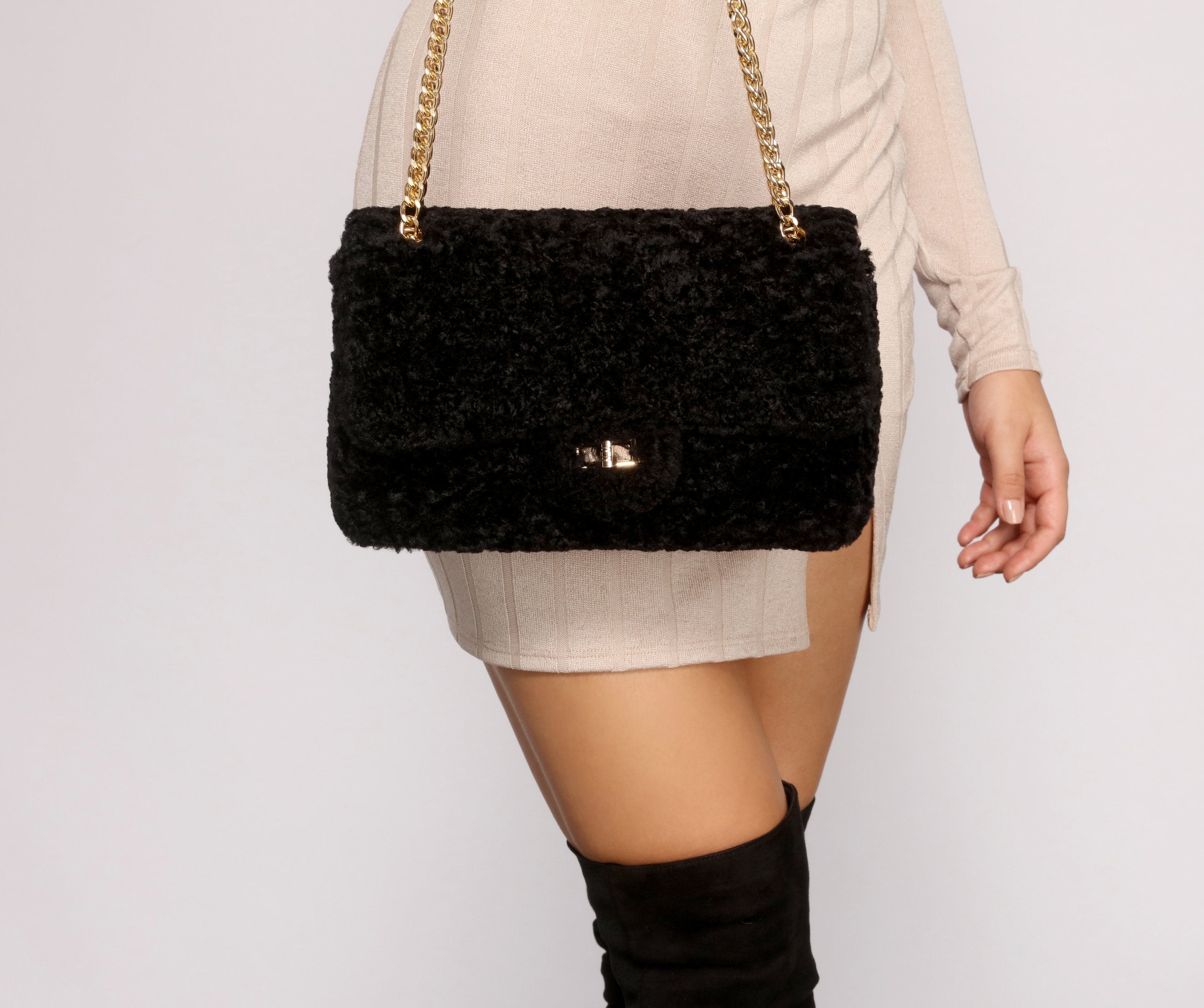 Cozy and Chic Faux Fur Crossbody - Lady Occasions