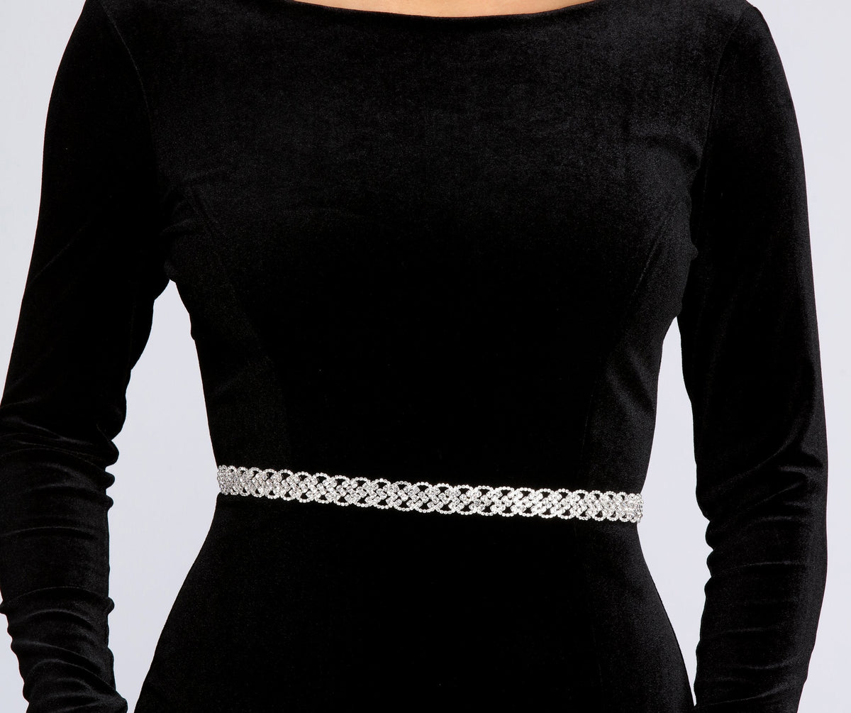 Looped In Rhinestones Belt - Lady Occasions