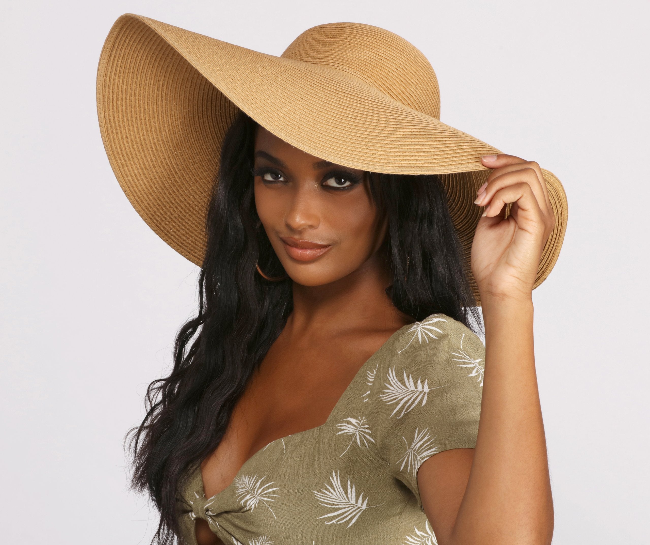 Basic Straw Wide Brim Floppy Hat - Lady Occasions