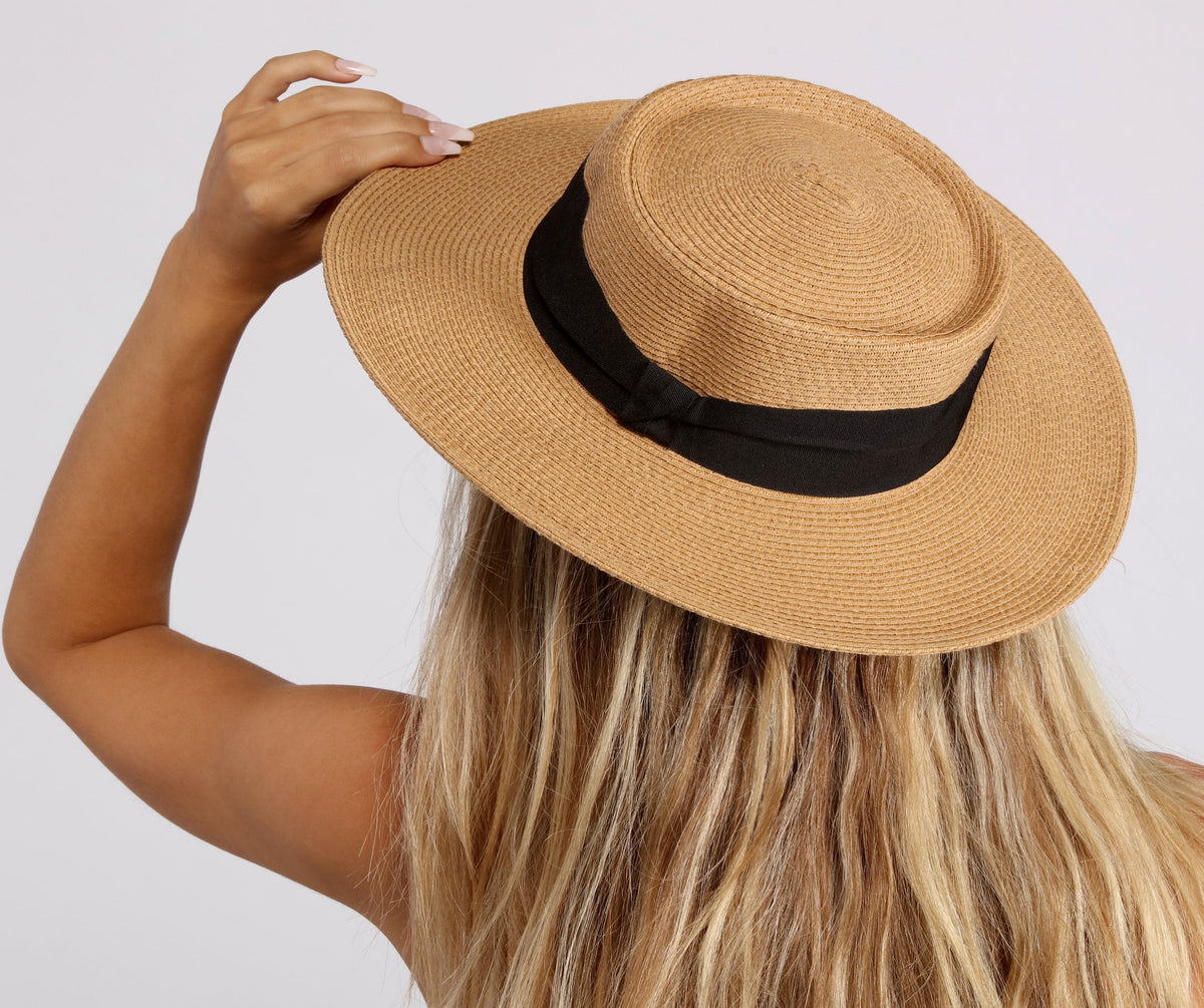 Feel The Breeze Straw Tan Boater Hat - Lady Occasions