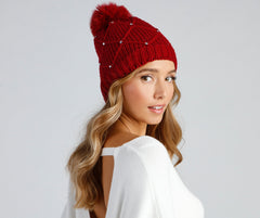 Sweet Sparkle Rhinestone Knit Beanie - Lady Occasions