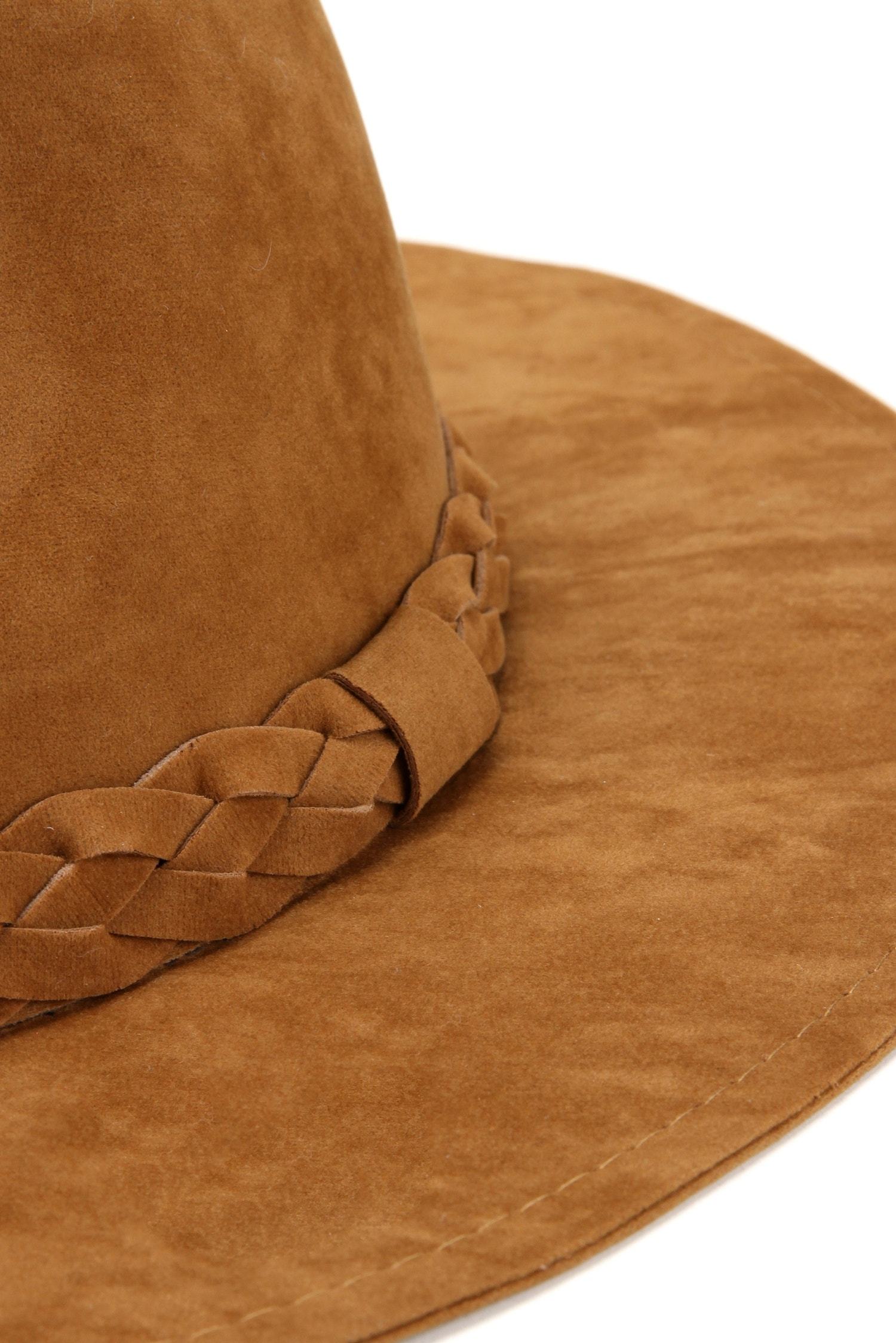 Braided Faux Suede Panama Hat - Lady Occasions