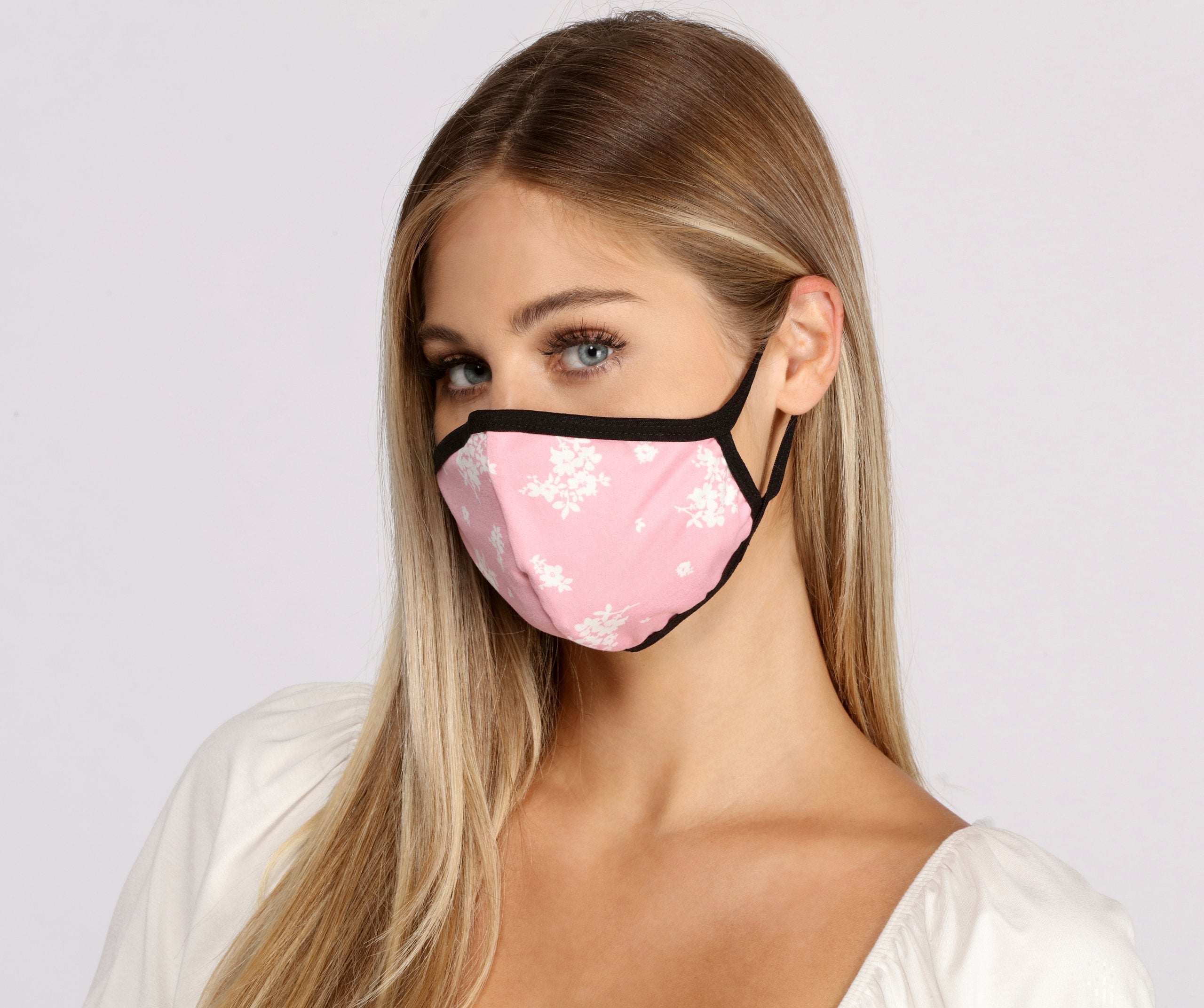 Two Tone Floral Face Mask - Lady Occasions