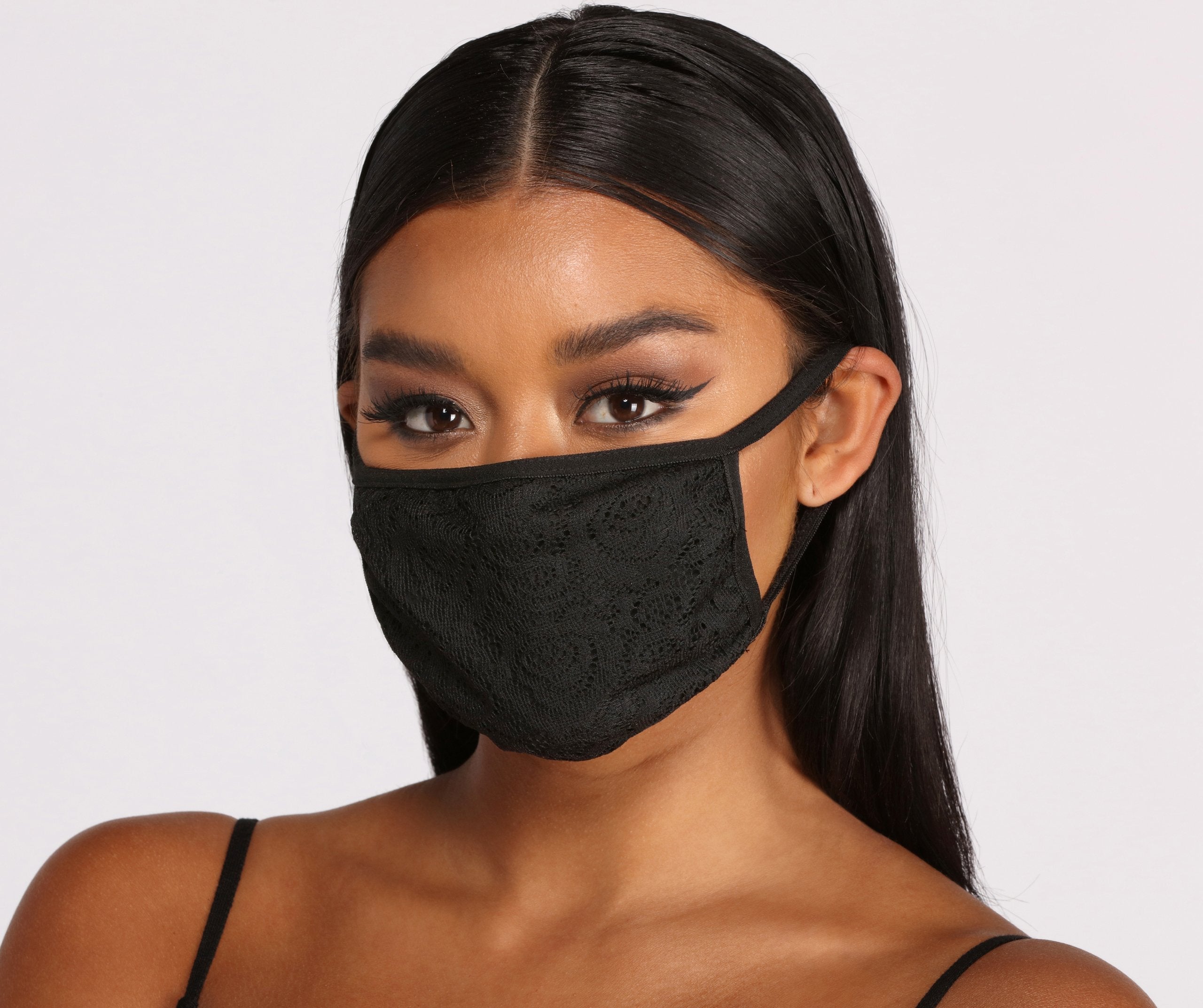 Floral Lace Face Mask With Earloops - Lady Occasions