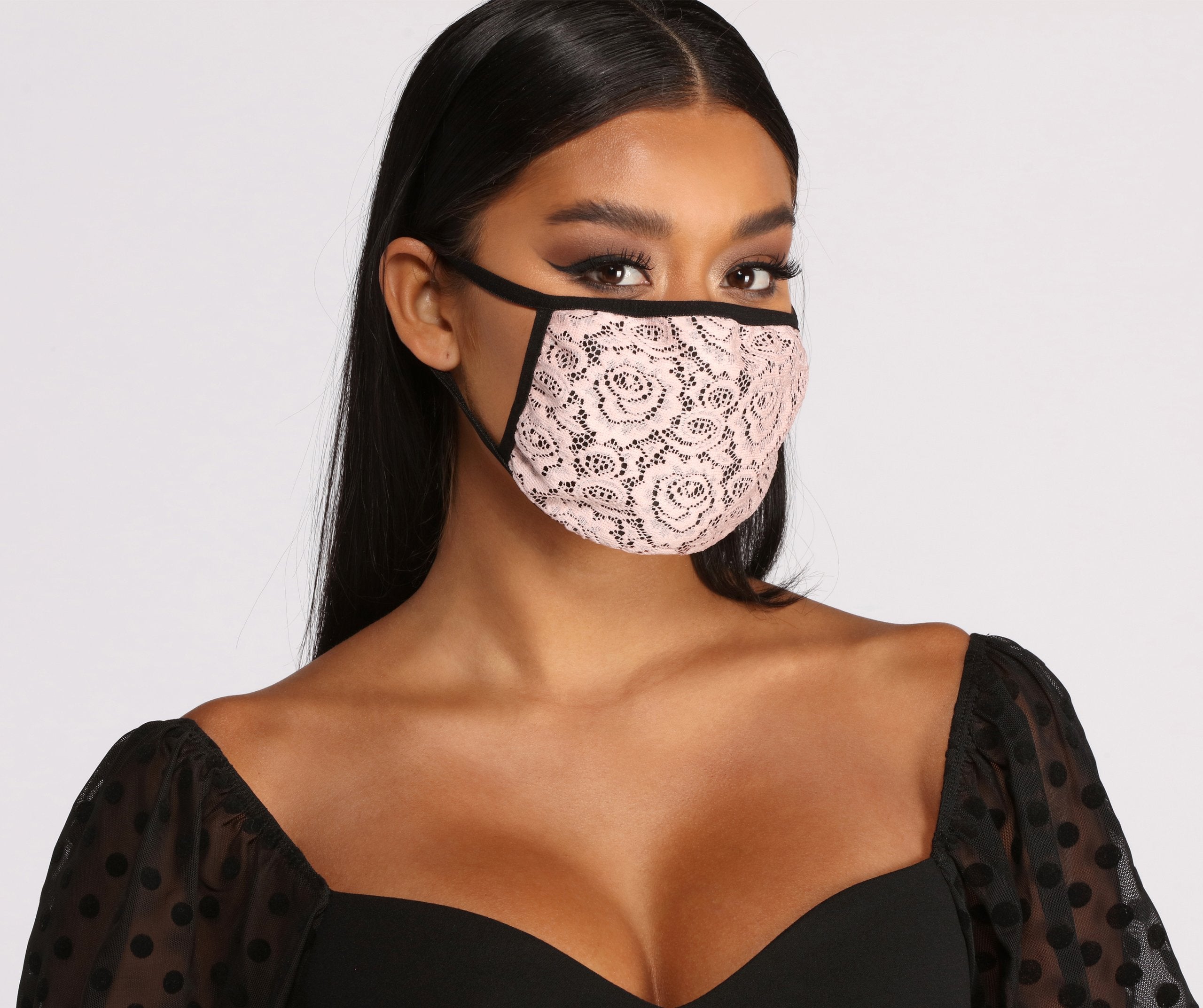 Floral Lace Face Mask With Earloops - Lady Occasions