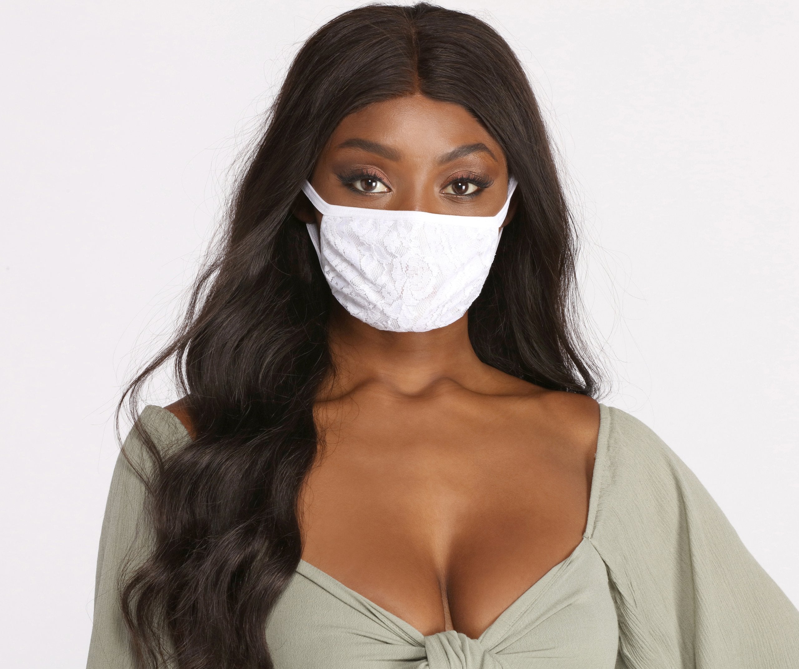 Floral Lace Face Mask With Earloops - Lady Occasions