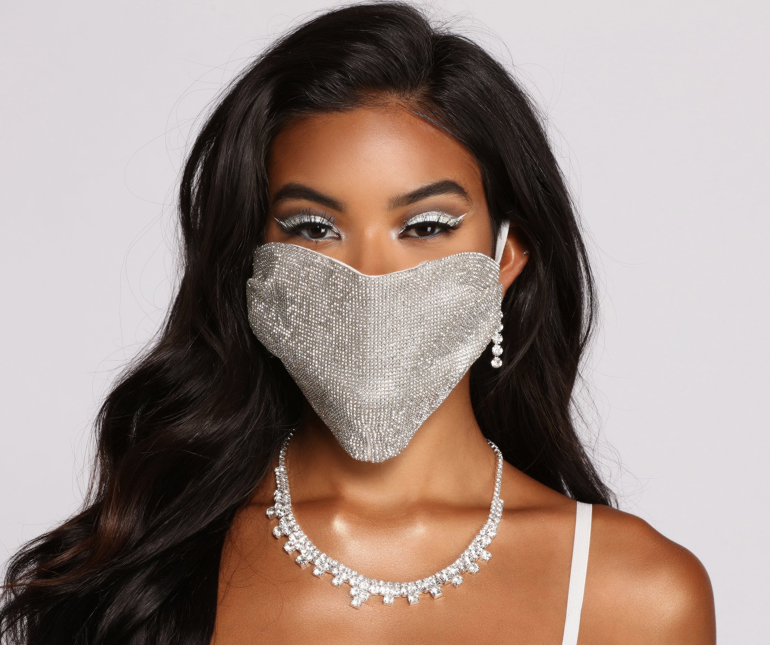 Rhinestone Face Mask With Earloops - Lady Occasions