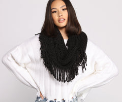 Basic Fringed Infinity Scarf - Lady Occasions