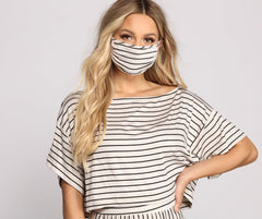 Reusable Striped Face Mask with Earloops - Lady Occasions