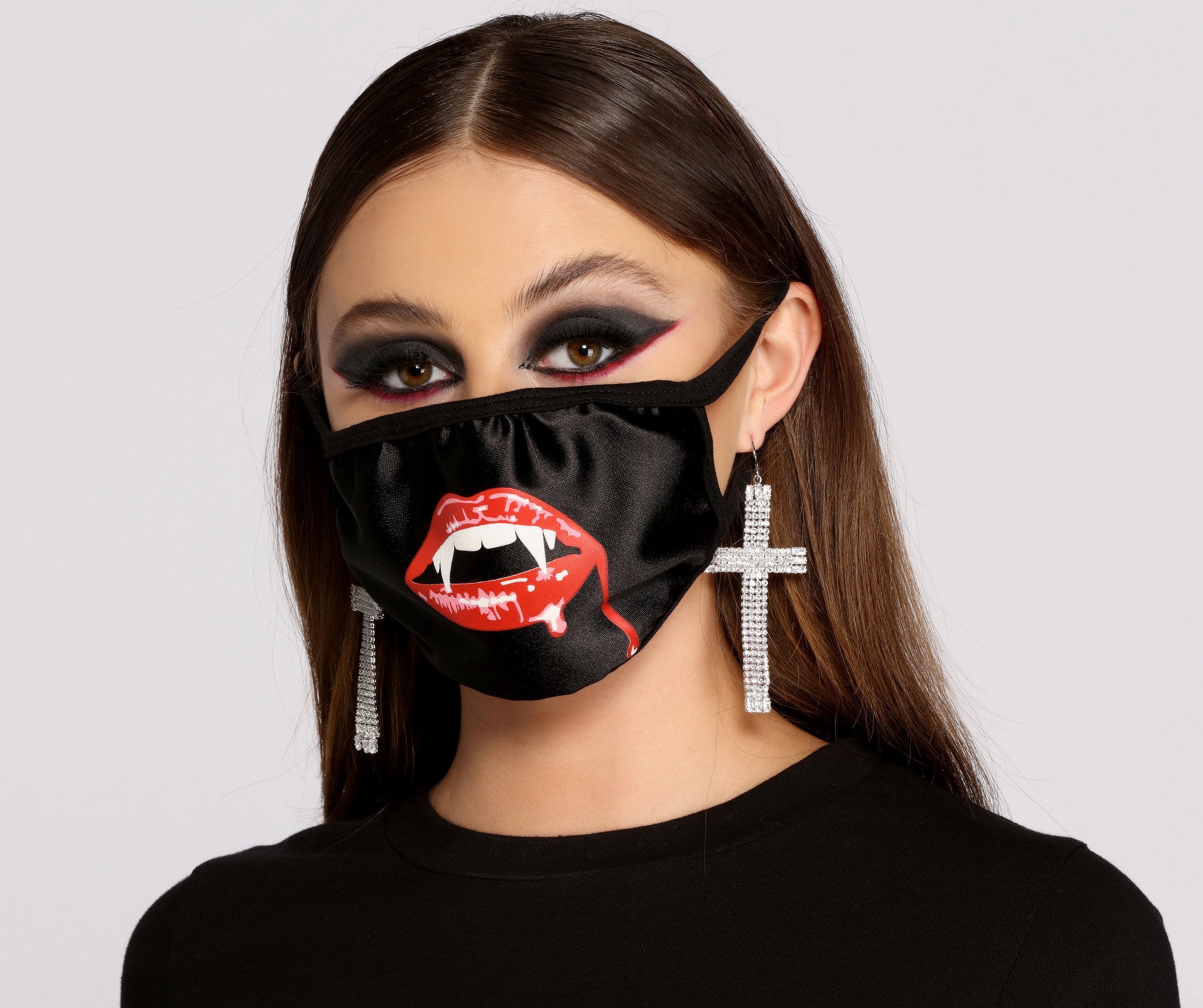 Halloween Vampire Fang Facial Mask With Earloops - Lady Occasions