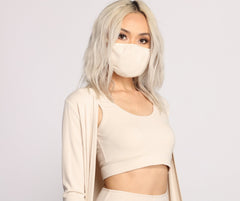 Basic Ribbed Knit Face Mask - Lady Occasions