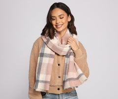 Wrapped In Cozy Vibes Plaid Blanket Scarf - Lady Occasions