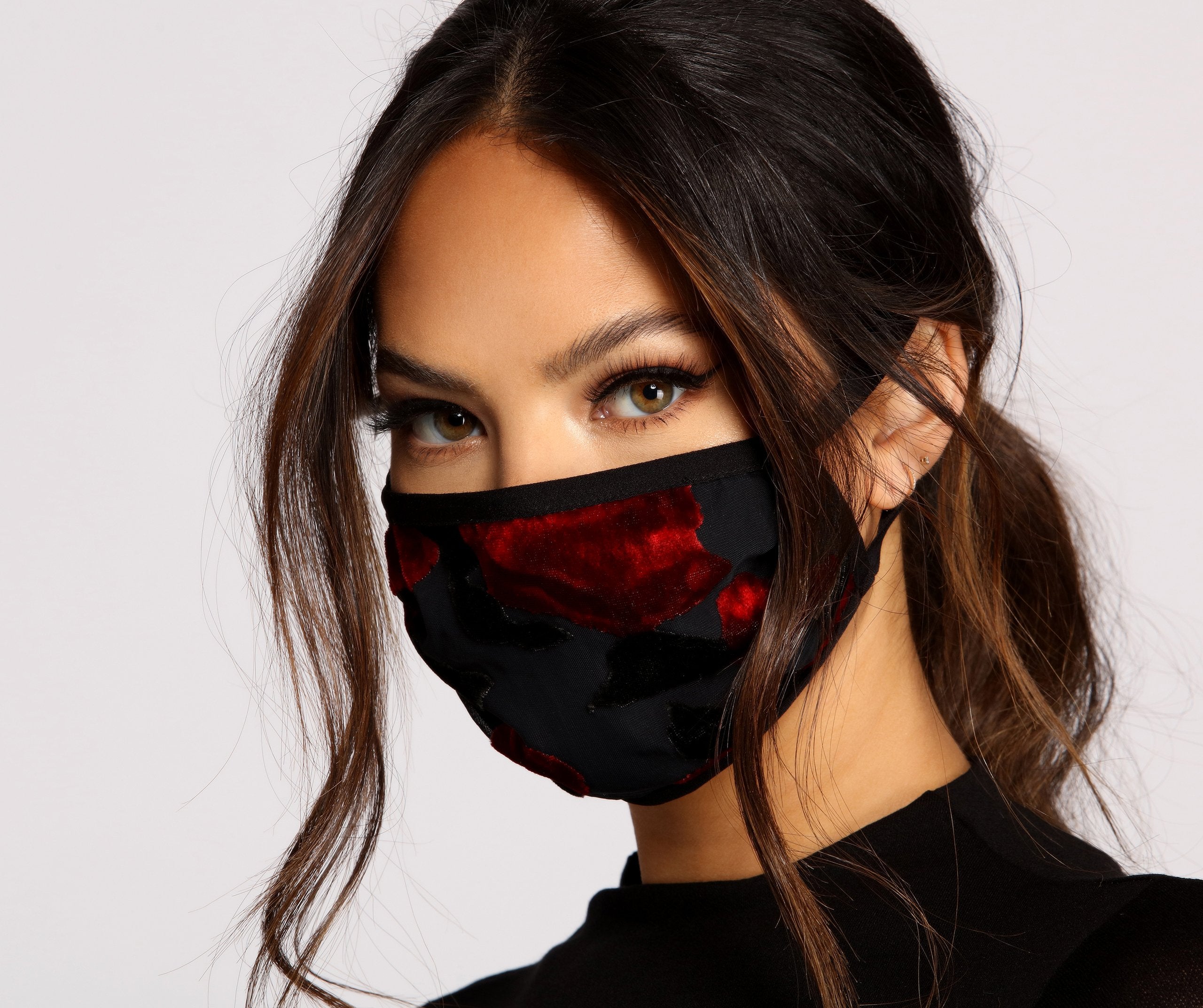 Floral Velvet Mesh Face Mask - Lady Occasions