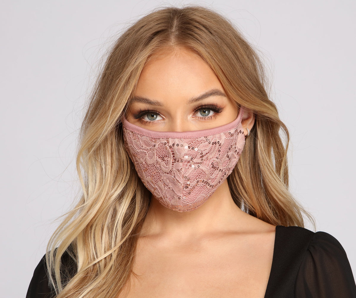 Sequin and Lace Face Mask - Lady Occasions