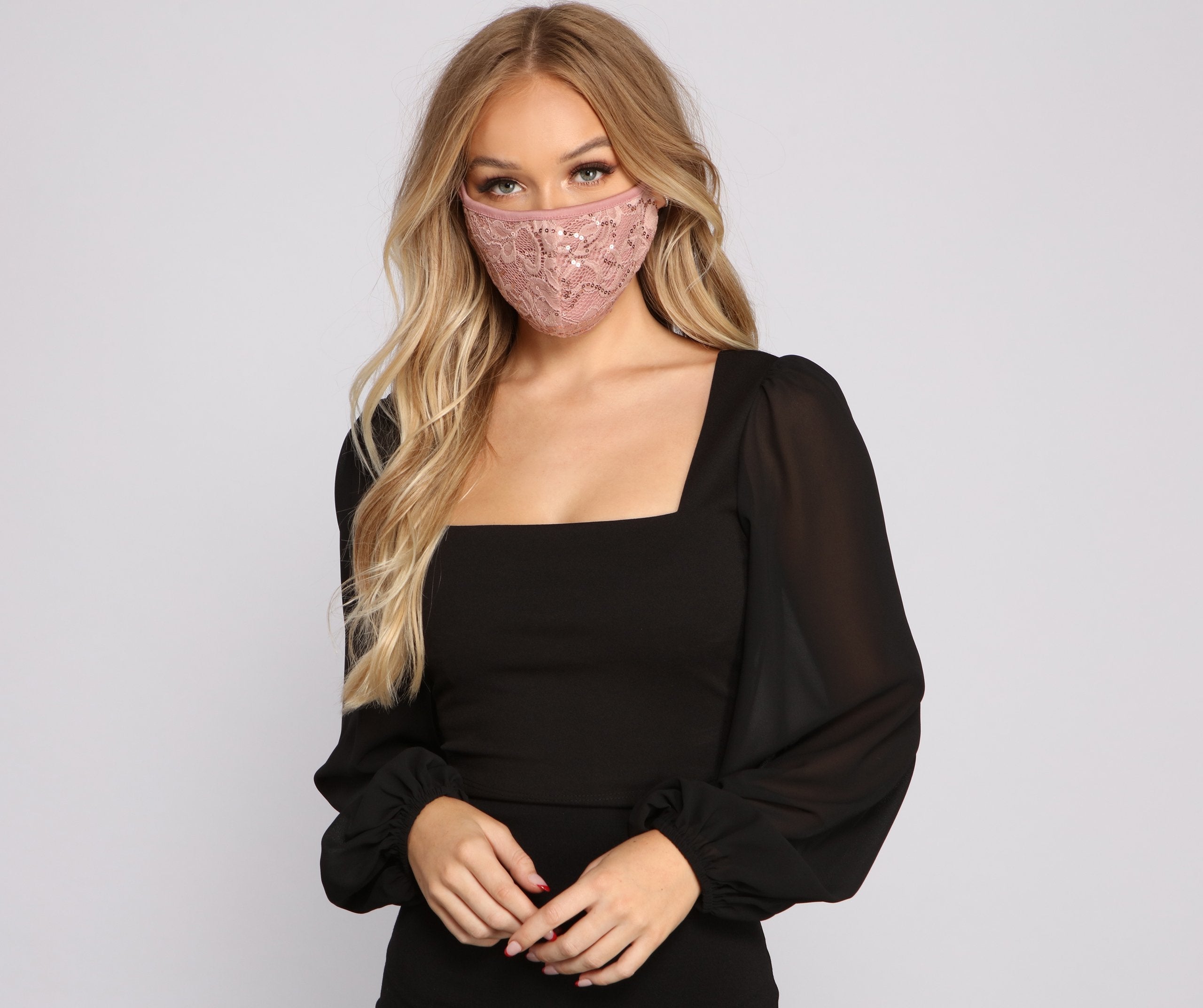 Sequin and Lace Face Mask - Lady Occasions