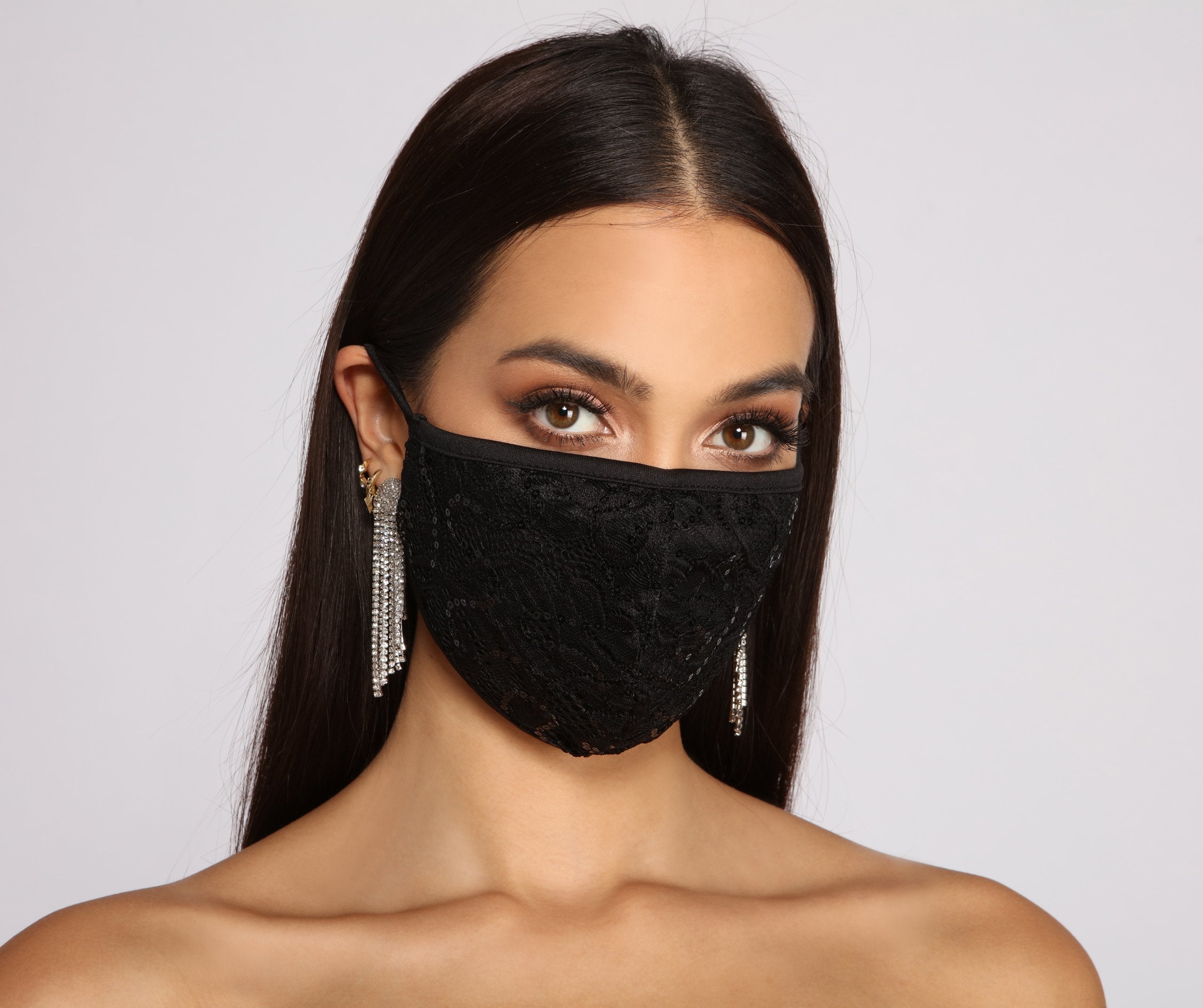 Sequin and Lace Face Mask - Lady Occasions