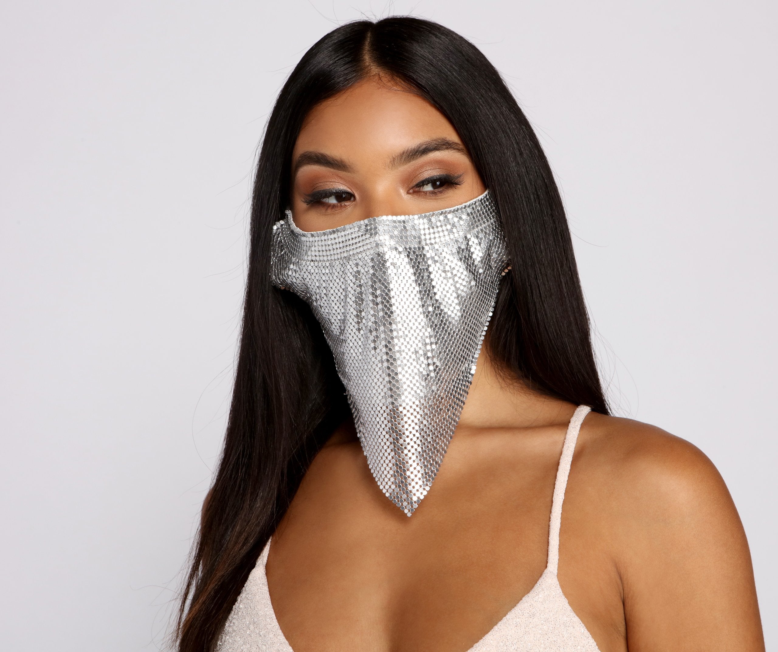Basic Chainmail Face Mask With Earloops - Lady Occasions