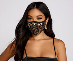 Sequin Scroll Print Face Mask - Lady Occasions