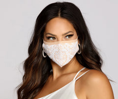 Sequin Scroll Print Face Mask - Lady Occasions