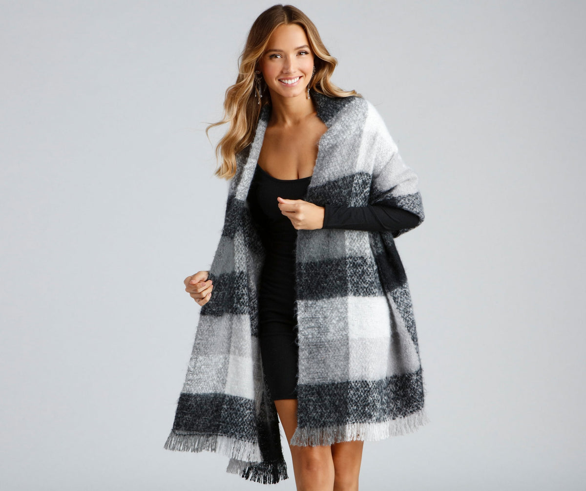 Wrapped In Cozy Feels Plaid Scarf - Lady Occasions