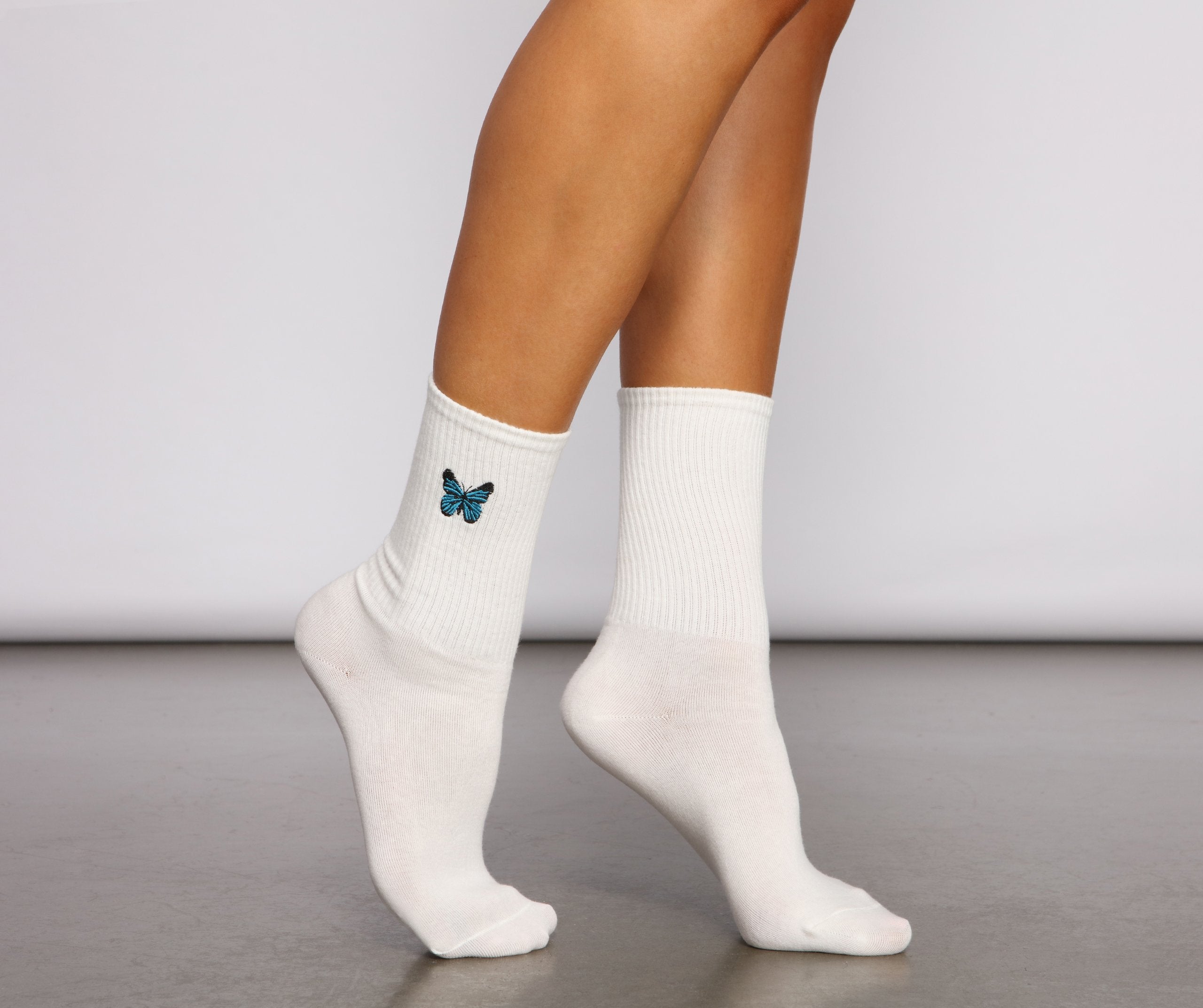 Two Pack Butterfly Crew Socks - Lady Occasions