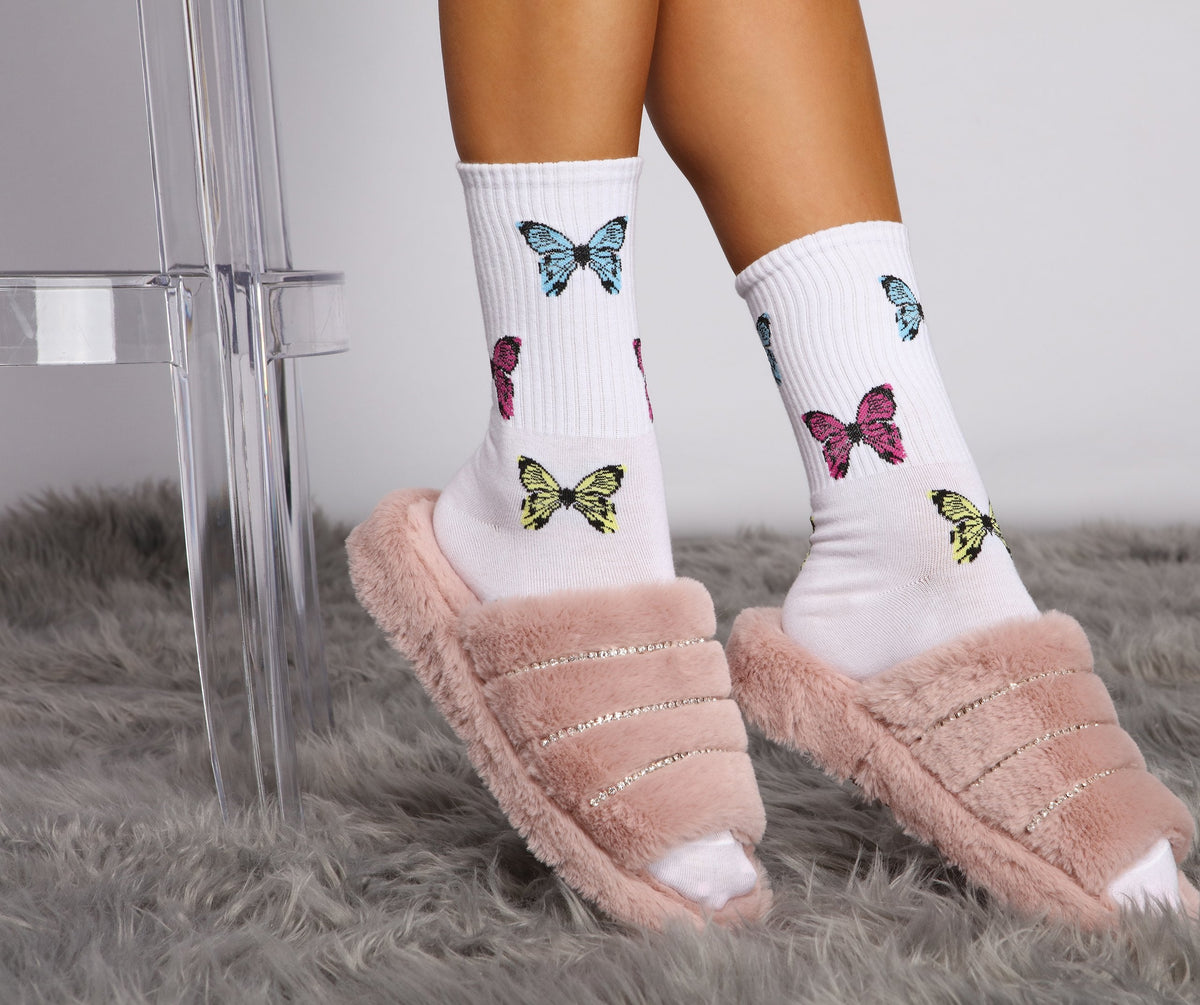Two Pack Butterfly Crew Socks - Lady Occasions