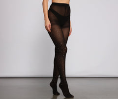 High Waist Rhinestone Opaque Tights - Lady Occasions